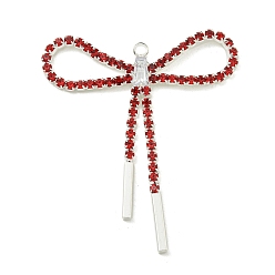 Темно-Красный Подвески латунные горный хрусталь, без кадмия и без свинца, бантом, темно-красный, 40x34.5x3 мм, отверстие : 1.6 мм