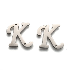 Letter K Не тускнеют 304 соединители из нержавеющей стали, буквы, для изготовления именных ожерелий, letter.k, 16x17x1.5 мм, отверстие : 0.9 мм