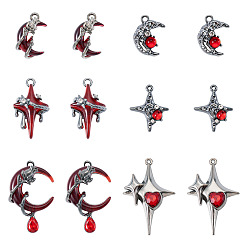 (52) Непрозрачная лаванда 24шт 6 стили подвески из сплава смолы, звезда / луна, с петлей, разноцветные, 18~42x15~28x5~13 мм, отверстие : 1.5~3 мм, 4 шт / стиль