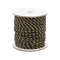 Черный Полиэфирные шнуры, Миланские шнуры / витые шнуры, 3 -ply, чёрные, 3 мм, около 35~37.18 ярдов (32~34 м) / рулон