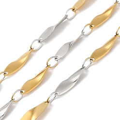 Золотой & Цвет Нержавеющей Стали Ионное покрытие (ip) 304 Цепи с овальными звеньями из нержавеющей стали, пайки, с катушкой, золотые и нержавеющая сталь цвет, 12x3x0.4 мм, 4x2.6x0.4 мм