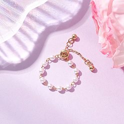 Настоящее золото 18K Регулируемые латунные кабельные цепочки для женщин, с абс пластиковой имитации жемчужина круглые бусины, реальный 18 k позолоченный, 3 мм, внутренний диаметр: 16.5~22.5 мм