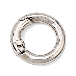 Platinum Alloy Spring Ring Clasps, Long-Lasting Plated, Rack Plating, Platinum, 17.5x4mm