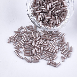 Розово-Коричневый Стеклярус, круглое отверстие, непрозрачных цветов, розово-коричневый, 3~5x1.5~2 мм, отверстия: 0.8 мм, около 15000 шт / мешок