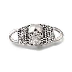Skull 304 подвески из нержавеющей стали с кристаллами и стразами, античное серебро, череп, 18x45.5x9.5 мм, отверстие : 5x5 мм
