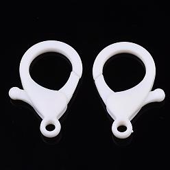 White Plastic Lobster Claw Clasps, White, 35x24.5x6mm, Hole: 3mm