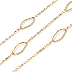 Настоящее золото 18K 304 овальные и тросовые цепи из нержавеющей стали, ионное покрытие (ip), пайки, с катушкой, реальный 18 k позолоченный, 16x7.5x1 мм, 10 м / рулон