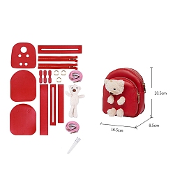 Красный Наборы для изготовления женских сумок через плечо из искусственной кожи с куклой-медведем «сделай сам», Вязание сумки на плечо крючком для начинающих., красные, 20.5x16.5x8.5 см