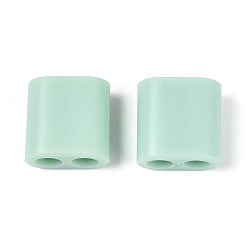Аквамарин Пластиковые бусины abs, квадратный, 2-луночное, подходит для 5~6мм шнура, аквамарин, 15x15x8.5 мм, отверстие : 4.8 мм