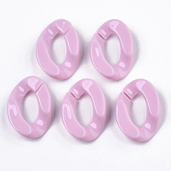 Pearl Pink Opaque Acrylic Linking Rings, Quick Link Connectors, for Curb Chains Making, Twist, Pearl Pink, 30x21x6mm, Inner Diameter: 16x8mm