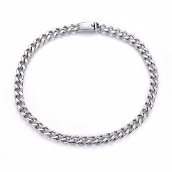 Нержавеющая Сталь Цвет Устойчивые к потускнению 304 ожерелья из нержавеющей стали с панцирной цепью, цвет нержавеющей стали, 24.41 дюйм (62 см), 12.5 мм