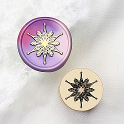 Снежинка Сургучная печать латунная головка штампа, для сургучной печати, снежинка, 15x15 мм, отверстие : 7 мм