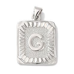 Letter G Стойки обшивки латунные подвески, долговечный, без свинца и без кадмия, квадрат с подвесками в виде букв, Буква G, 24x17x2.5 мм, отверстие : 4x3.5 мм