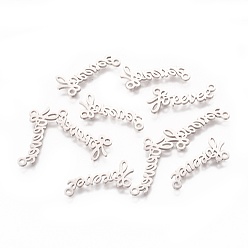 Stainless Steel Color Tarnish Resistant 201 Stainless Steel Pendants, Word Forever, Stainless Steel Color, 9x21x1mm, Hole: 1mm