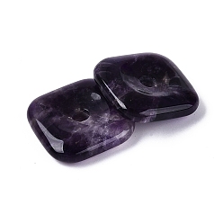 Аметист Подвески из натурального полосатого аметиста, закругленные квадратные подвески в виде безопасных монет, 29.5~30x29.5~30x7~7.5 мм, отверстие : 5~5.3 мм