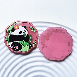 Ярко-Розовый Панда акриловые подвески, ярко-розовый, 36x32 мм