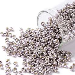 (PF554) PermaFinish Lavender Metallic TOHO Round Seed Beads, Japanese Seed Beads, (PF554) PermaFinish Lavender Metallic, 8/0, 3mm, Hole: 1mm, about 222pcs/bottle, 10g/bottle