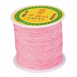 Light Coral Braided Nylon Thread, Chinese Knotting Cord Beading Cord for Beading Jewelry Making, Light Coral, 0.5mm, about 150yards/roll