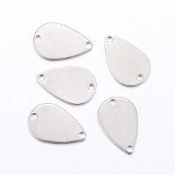 Stainless Steel Color Tarnish Resistant 304 Stainless Steel Links connectors, teardrop, Stainless Steel Color, 15x10x0.8mm, Hole: 1.2mm