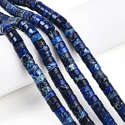 Полуночно-синий Натуральные имперские нитки из бисера яшмы, окрашенные, диск, Heishi бусы, темно-синий, 6~6.5x2.5~3.5 мм, отверстие : 0.7 мм, около 122~124 шт / нитка, 15.35~15.75 дюйм (39~40 см)