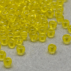 Goldenrod 8/0 Grade A Round Glass Seed Beads, Transparent Colours, Goldenrod, 8/0, 3x2mm, Hole: 1mm, about 10000pcs/bag