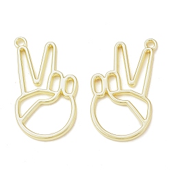 Light Gold Rack Plating Alloy Bier Hand Open Back Bezel Pendants, For DIY UV Resin, Epoxy Resin, Pressed Flower Jewelry,  Cadmium Free & Nickel Free & Lead Free, Light Gold, 31x17x2mm, Hole: 1.8mm