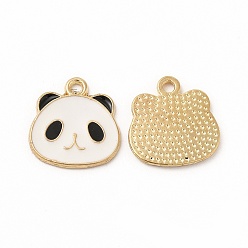 Золотой Подвески из эмали и сплава, очарование панды, золотые, 16x16.5x1 мм, отверстие : 2 мм