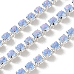 Танзания Железо горный хрусталь чашка цепи, с катушкой, серебряные, танзанитом, 3x3x2.5 мм, Около 10 ярдов / рулон