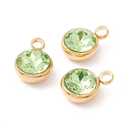 Бледно-Зеленый Ионное покрытие (ip) 304 нержавеющая сталь с k9 стеклом, реальный 18 k позолоченный, бледно-зеленый, 13.5x10x6.5 мм, отверстие : 2.5 мм