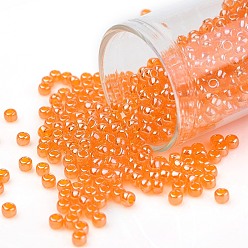 (111B) Hyacinth Orange Transparent Luster Тохо 8/0 круглые бусины, японский бисер, (111 б) гиацинтовый оранжевый прозрачный блеск, 8/0, 3 мм, отверстие : 1 мм, Около 222 шт / 10 г