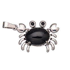 Обсидиан Природные подвески обсидиана, краб, 20 мм