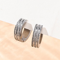 Нержавеющая Сталь Цвет Sand Flash 304 серьги-кольца из нержавеющей стали для женщин, круглые, цвет нержавеющей стали, 13x4 мм