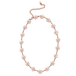 Rose Gold Brass Link Necklaces, with Cable Chains, Daisy, Rose Gold, 14.57 inch(37cm)