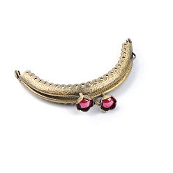 Светло-Вишневый Рамка для кошелька с замком поцелуй из сплава, ручка для сумки, шитья, ремесла, портного, канализации, смолой цветок, светло-вишневый, 6x8.7 см