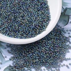 (RR249) Transparent Gray AB Миюки круглые бусины рокайль, японский бисер, 11/0, (rr 249) прозрачный серый ab, 11/0, 2x1.3 мм, отверстие : 0.8 мм, Около 1111 шт / 10 г