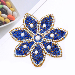 Dark Blue Flower Shape Hotfix Rhinestone Appliques, Costume Accessories,, Dark Blue, 88x88mm