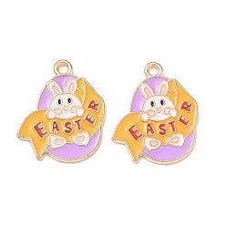 Egg Пасхальные подвески из эмали, золотой свет, яйцо, 22x19x1 мм, отверстие : 1.8 мм