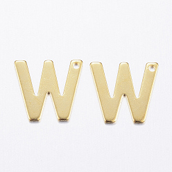 Letter W 304 прелести нержавеющей стали, буква.w, реальный 18 k позолоченный, 11x12x0.8 мм, отверстие : 1 мм