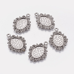 Gunmetal Alloy Pendant Cabochon Settings, Oval, Gunmetal, Tray: 14x10mm, 26x19x2mm, Hole: 1.5mm