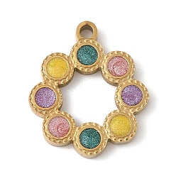 Цветок 304 нержавеющей стальной эмали подвески, ручная полировка, с блеском порошок, реальный 18 k позолоченный, цветок, 16.5x14.5x1.5 мм, отверстие : 1.4 мм