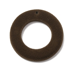 Ring Флокированные подвески из непрозрачной смолы, кокосового коричневый, кольцо очарование, 35x4.5 мм, отверстие : 1.8 мм