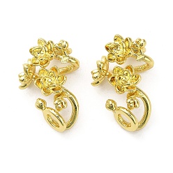 Настоящее золото 18K Латунные европейские бусины в виде цветка, бусины с большим отверстием, реальный 18 k позолоченный, 25.5x15x12.5 мм, отверстие : 4.5 мм