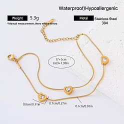 Corazón 304 Pulseras de eslabones de acero inoxidable con concha blanca natural para mujer, dorado, corazón, 2 pulgada (6.69 cm)
