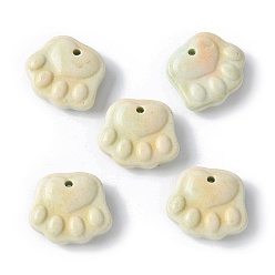 Лимонный шифон Натуральные радужные агатовые подвески из алашана, окрашенные, лапы печатать прелести, лимонный шифон, 12~12.5x14~14.5x4~4.5 мм, отверстие : 1.2 мм