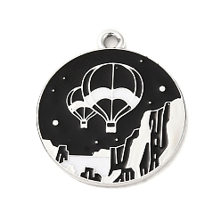  баллон Подвески из эмали и сплава, платина, плоский круглый шарм,  баллон, 26x22.5x1 мм, отверстие : 2 мм