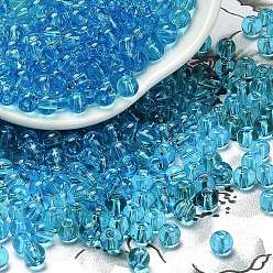 Темно-Голубой Стеклянные бусины прозрачных цветов, круглые, глубокое синее небо, 4.5x4 мм, отверстие : 1 мм, Около 5000 шт / фунт