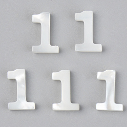 Number Natural White Shell Mother of Pearl Shell Charms, Number, Num.1, 10x7x2mm, Hole: 0.8mm