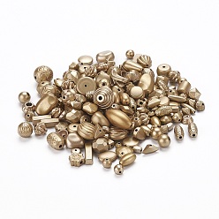 Plaqué Or Perles acryliques plaqués, mixedstyle, formes mixtes, plaqué or, 8~17x4~11x4~11mm, Trou: 1~3mm