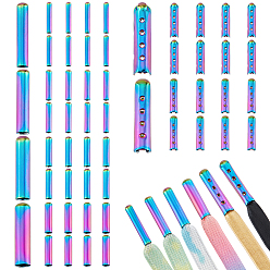 Rainbow Color 48шт 6 стиль колонна латунные шнурки аксельбанты, обувь в форме пули, шнурки, галстук, замки, зажимы, конец, Радуга цветов, 20~23x3.5~5.5 мм, внутренний диаметр: 3~4.5 мм, 8 шт / стиль