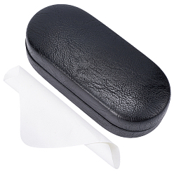 Черный 1футляры для очков из поликарбоната и искусственной кожи, прямоугольные, чёрные, 165x76.5x55 мм